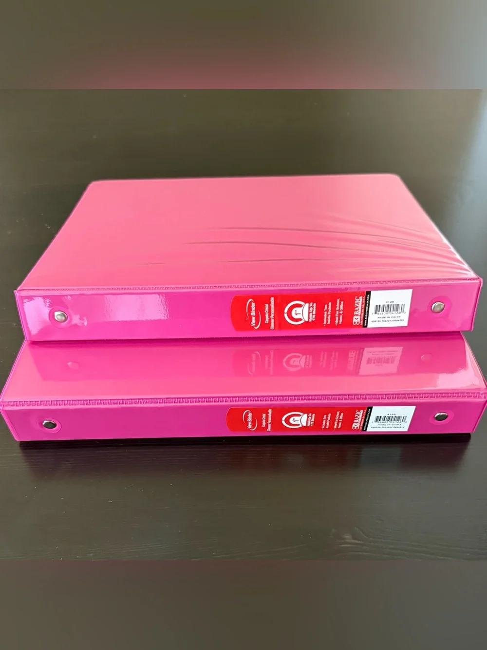 Set of 2, Fuchsia Extra Durable Clear View Binders
